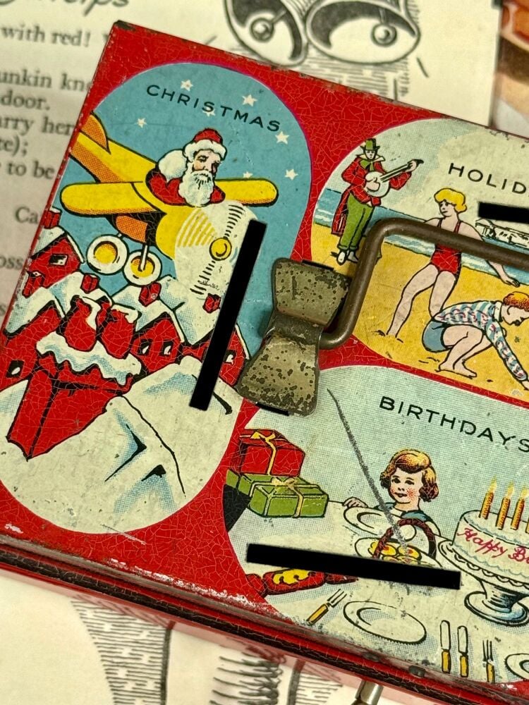 1930's Lockable Money Box - Christmas - Holidays - Rainy Days