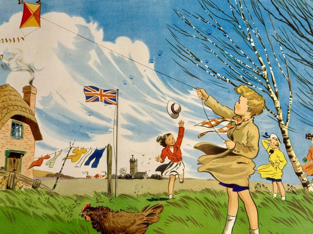 Vintage School Poster 1938 - A Windy Day