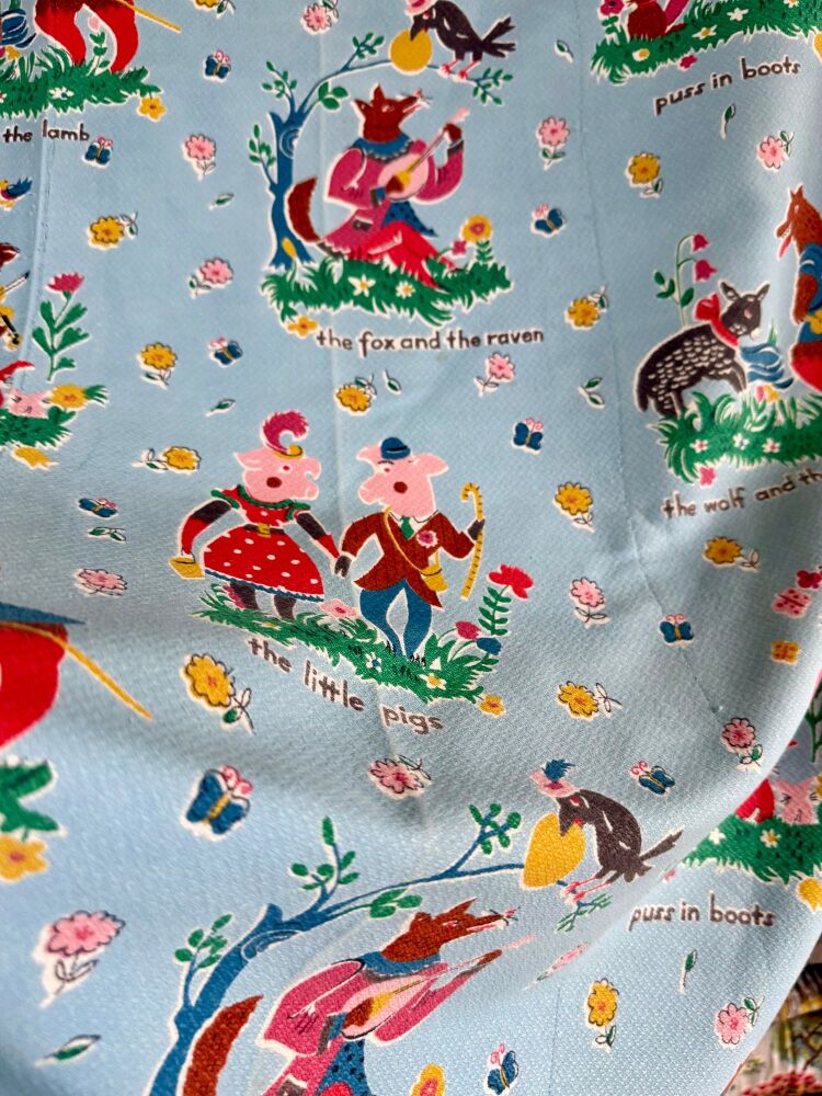 1960's Fairy Tale Barkcloth - 118cm Wide