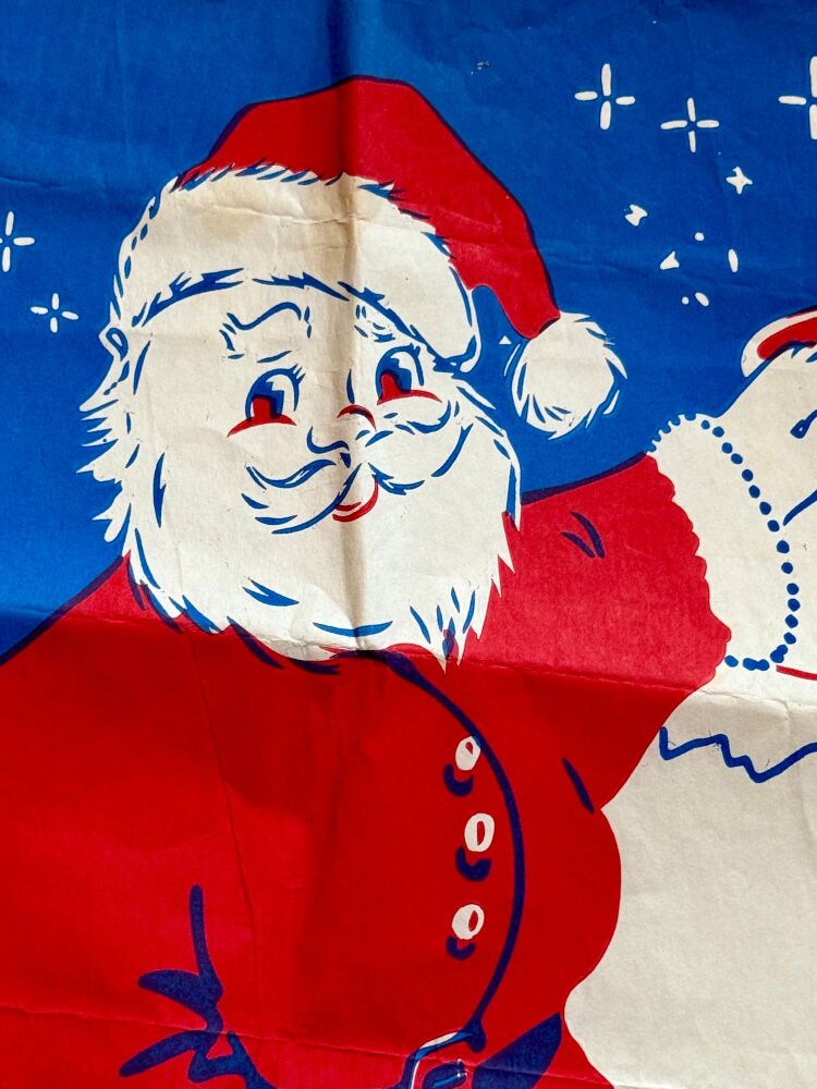 1950's Father Christmas Sack - Printed Paper Sack