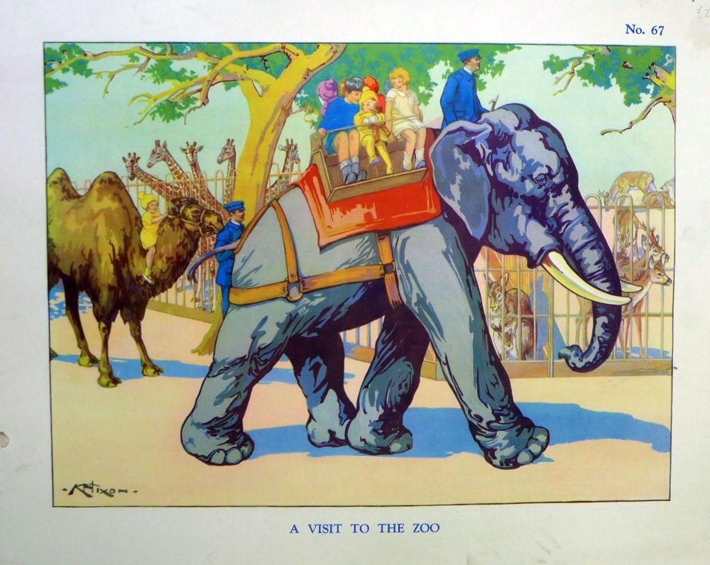 Vintage School Poster 1938 - A Visit to the Zoo
