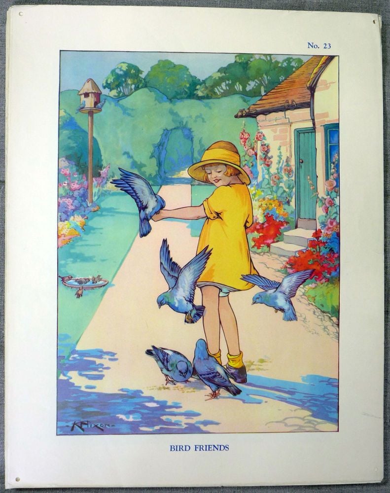 Vintage School Poster 1938 - Bird Friends