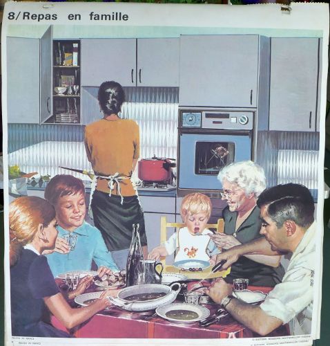 1960's French School Poster - Family Meal/Autumn Squalls