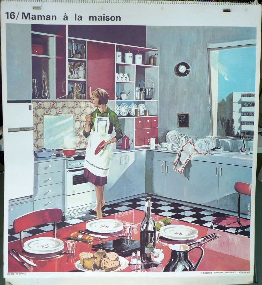 1960's French School Poster - Mother at Home/At the Barbers
