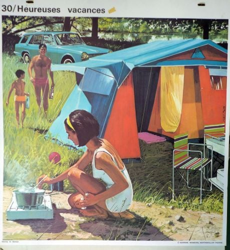 1960's French School Poster - Happy Holidays