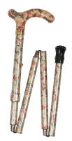 Red and Green Floral Petite Folding Walking Stick