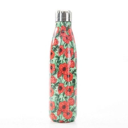 Eco Chic Green Poppies Thermal Bottle