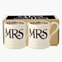 Emma Bridgewater Black Toast Mrs & Mrs Half Pint Mugs