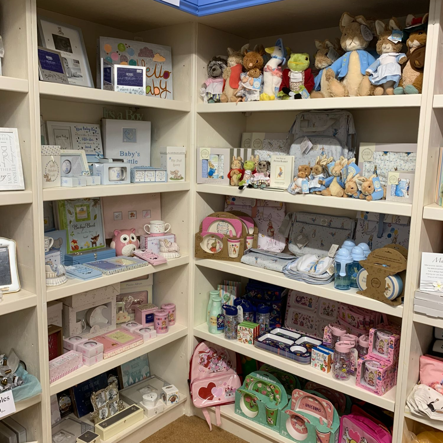 Baby Gifts and Peter Rabbit at Out of the Blue Totnes