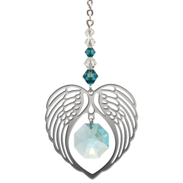 Wild Things Birthstone Angel Wing Heart - Blue Zircon
