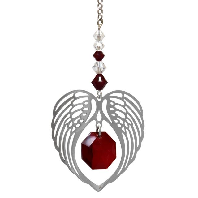 Wild Things Birthstone Angel Wing Heart - Garnet