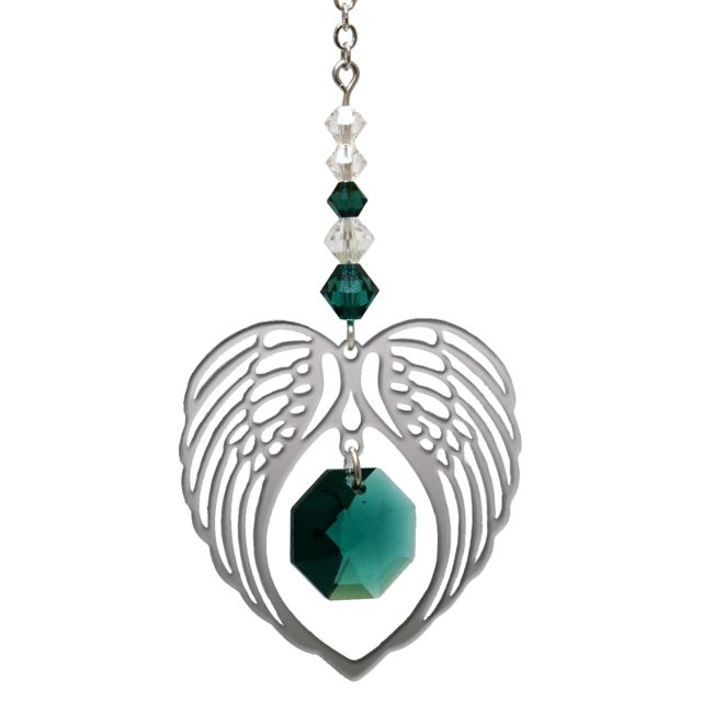 Wild Things Birthstone Angel Wing Heart - Emerald