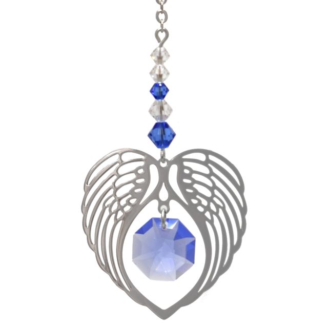 Wild Things Birthstone Angel Wing Heart - Sapphire