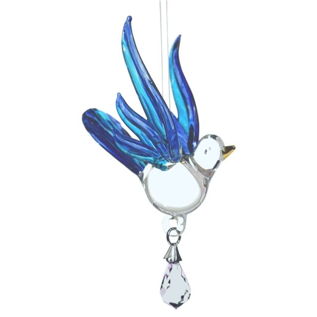 Wild Things Fantasy Glass Flying Songbird - Sapphire