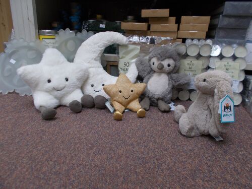 Jellycat star, moon, star and owl