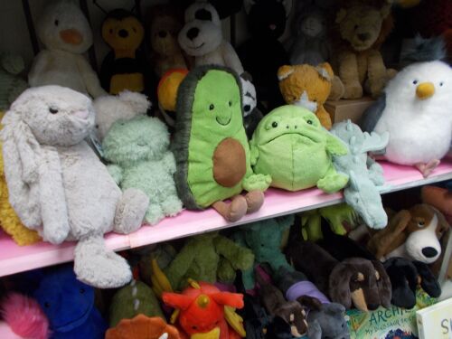 Jellycat Amuseable Advocado, Little Frog, Ricky Rain Frog and Sage Dragon