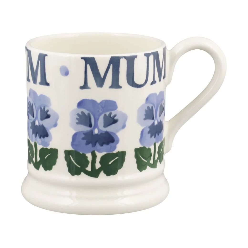 Emma Bridgewater Blue Pansies Mum Half Pint Mug