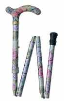 Pink and Blue Floral Petite Folding Walking Stick - Height adjustable from