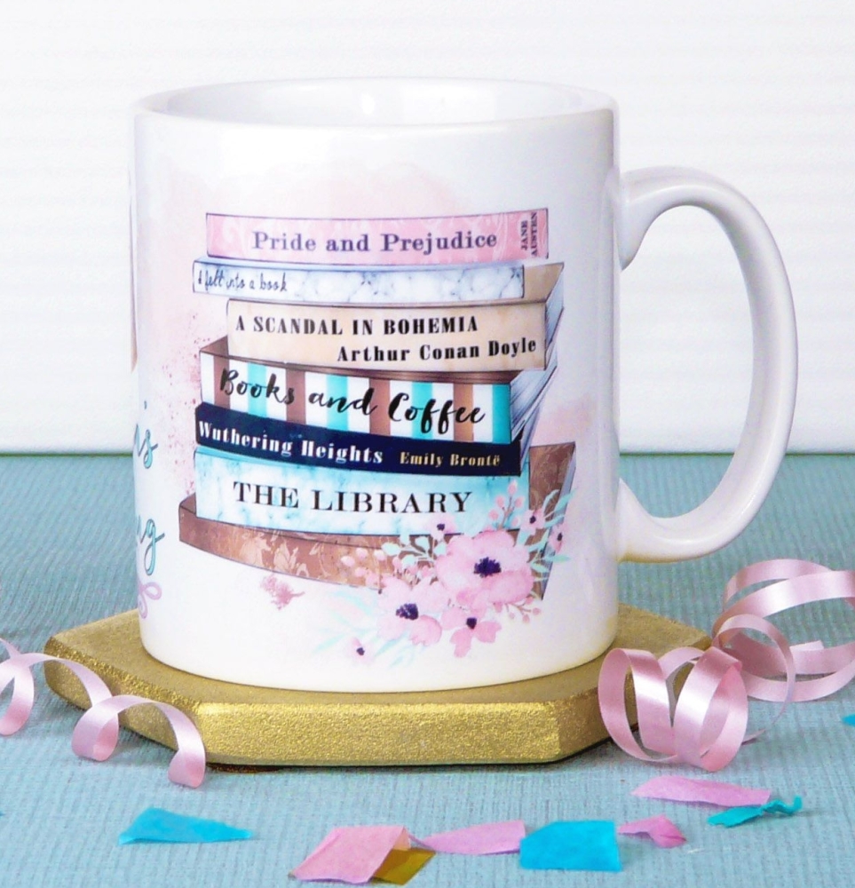 Personalised Books & Coffee Mug, 2 sided-design
