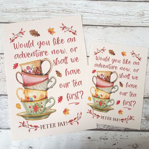 Autumn Book Print - Peter Pan Tea and Adventure Quote