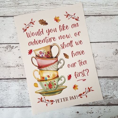 Autumn Book Print - Peter Pan Tea and Adventure Quote