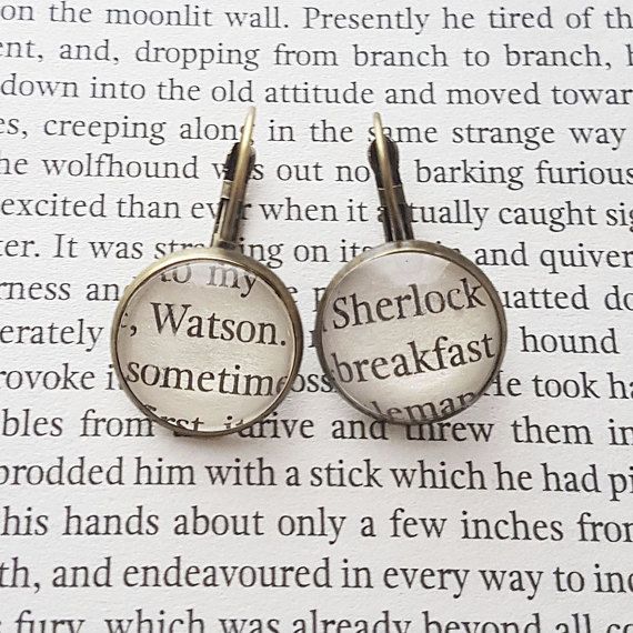 Sherlock Holmes Earrings, Bronze Or Silver, Sherlock & Watson Book Jeweller