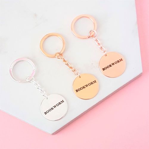 Bookworm Key Ring - Silver, Gold, Rose Gold Plated
