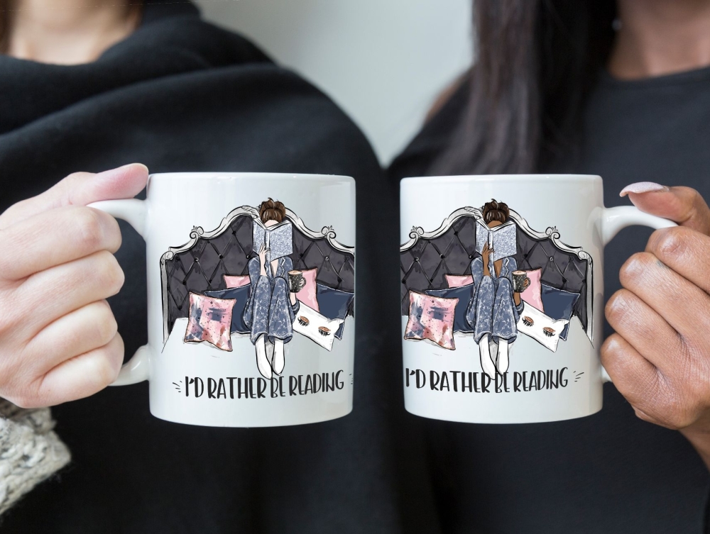 I'd Rather Be Reading Bookworm Mug - Gifts For Book Lovers