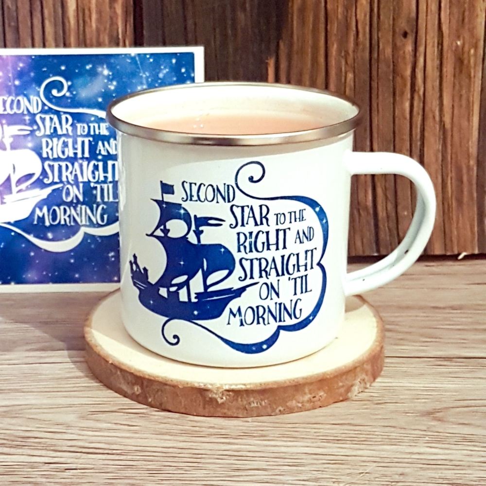 Peter Pan Second Star Quote Enamel Camping Mug