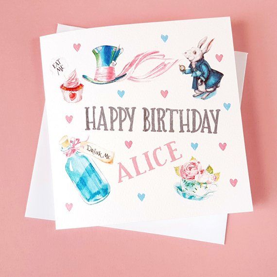 Personalised Alice in Wonderland Birthday Card - We're All Mad Here Literary Quote