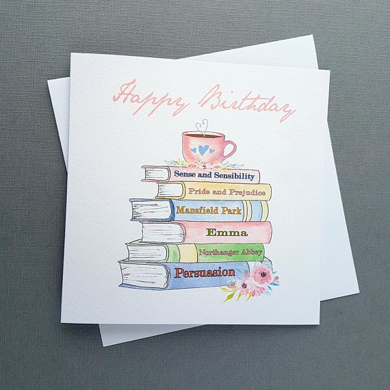 Jane Austen Birthday Card - Jane Austen Book Spines -
