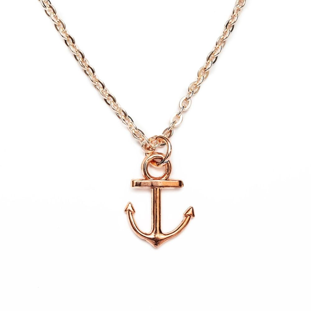 Boho Anchor Necklace - Rose Gold Plated