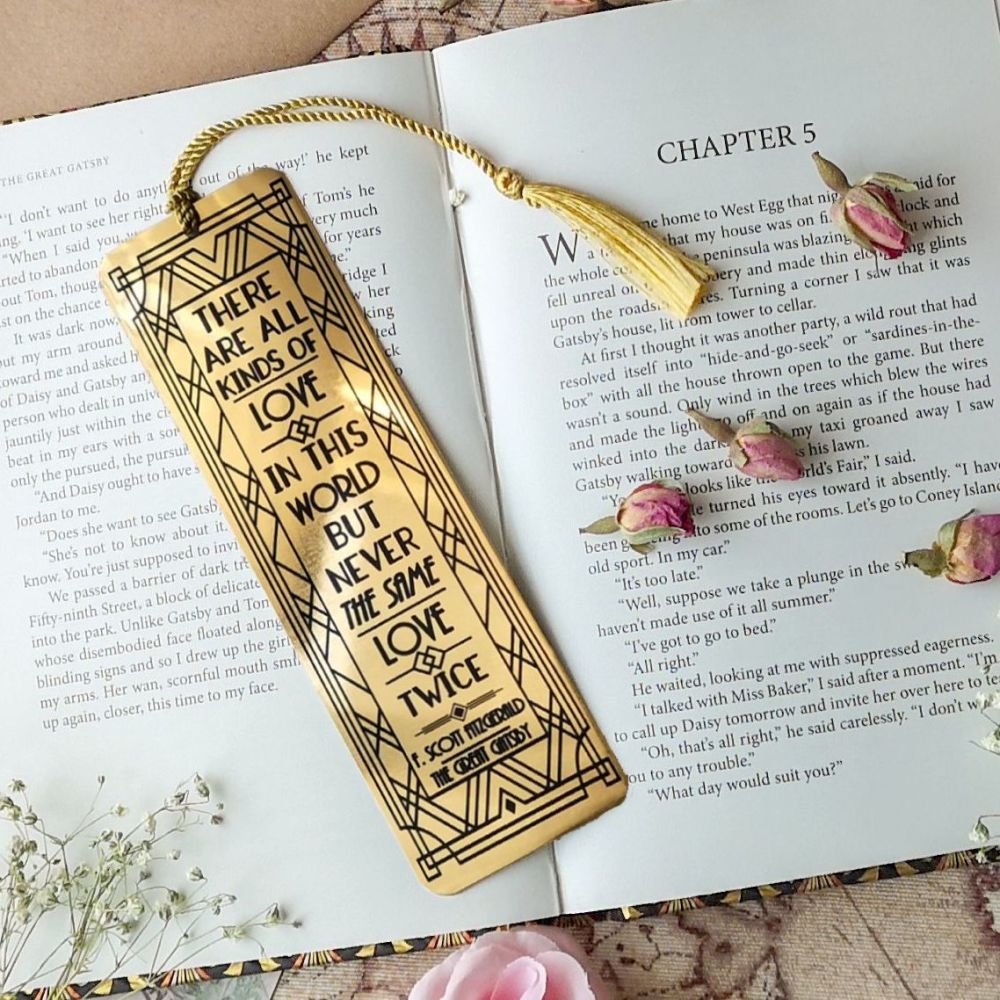 The Great Gatsby  Gold Peacock Bookmark - 'There are all kinds of love in t