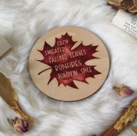Autumn /Fall Favourites Leaf Wooden Coaster