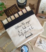 Book Pages Quote Canvas Organiser (Large) Cream & Black
