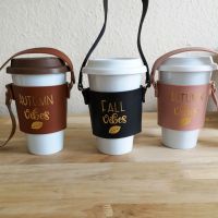 Coffee Cup Sleeve, Autumn/Fall Vibes Leaf Design