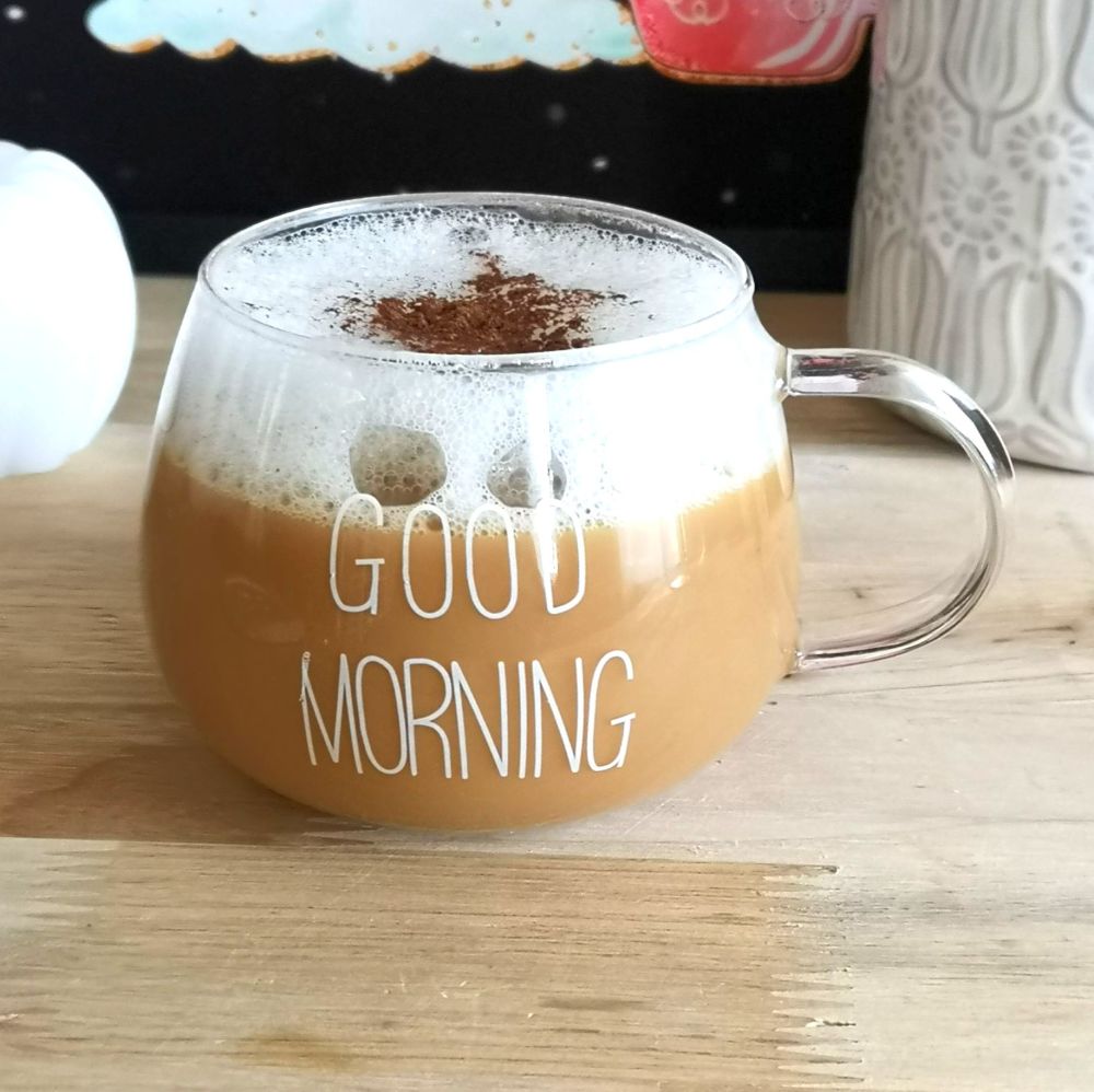 Good Morning Glass Coffee Cup