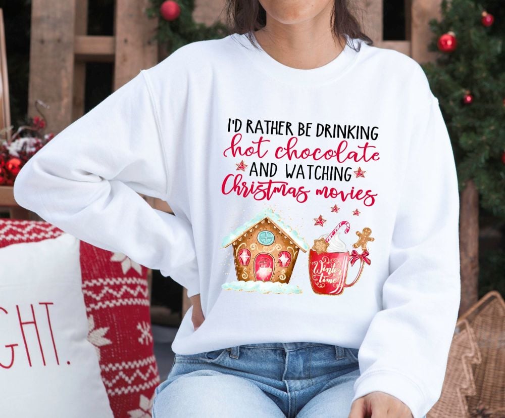 Christmas Sweatshirt  - Christmas Movies & Hot Chocolate -  Unisex 