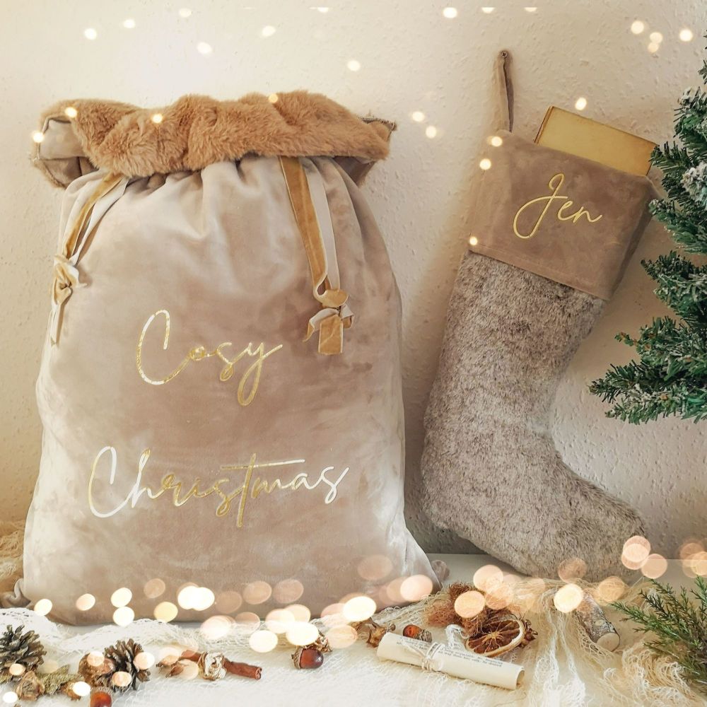 Personalised Cosy Christmas Sack & Stocking -PRE-ORDER ONLY UNTIL 26th November
