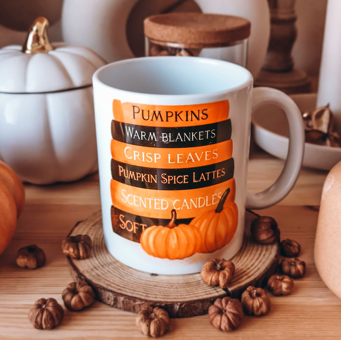     Book Spines Pumpkin Mug