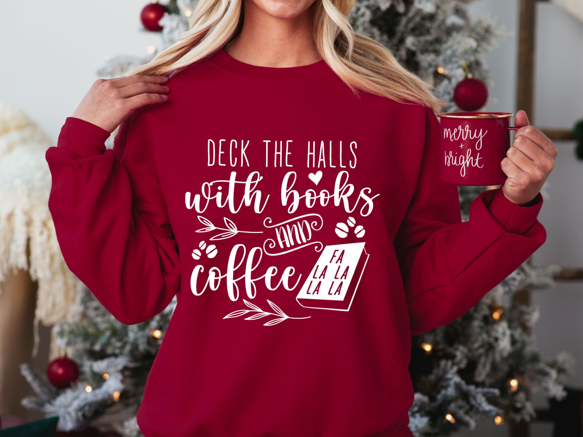                                             Books & Coffee Christmas Sweatshirt