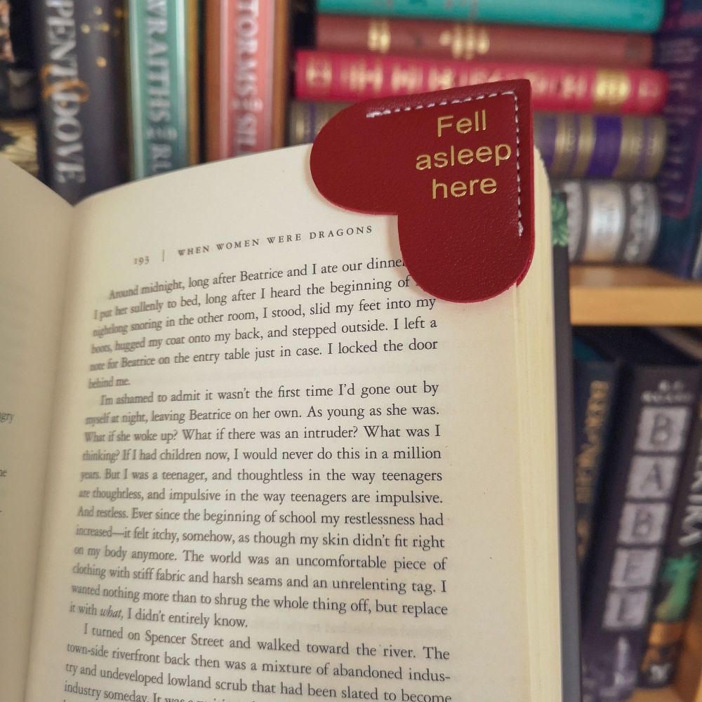Heart Shaped Bookmark Page Marker - Fell asleep here