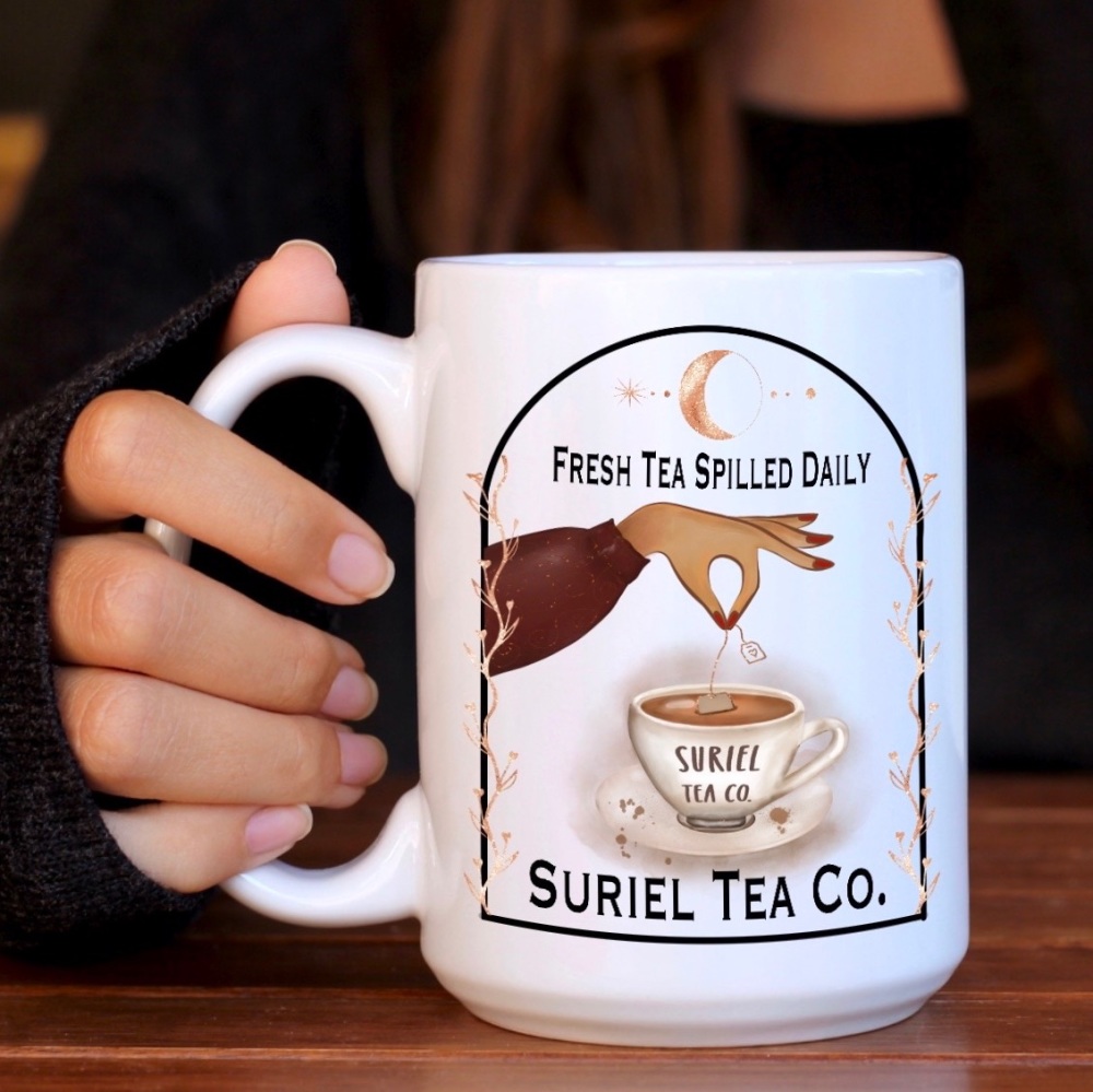 Suriel - Fresh Tea Spilled Daily 15oz Mug | Officially Licensed Sarah J Maa
