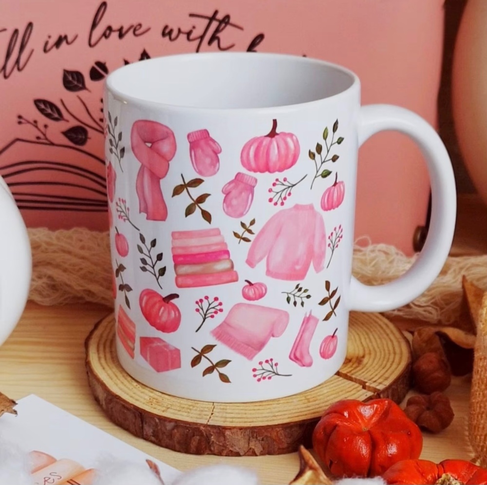Pink Autumn Cosy Things Mug,,,