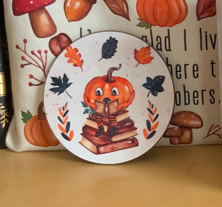 Cosy Reading Pumpkin with Books Coasters