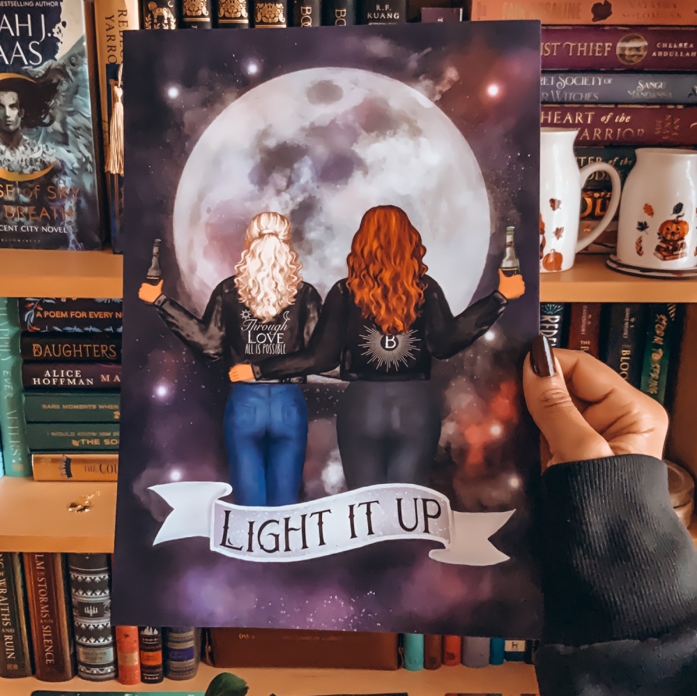 Light It Up" Crescent City Print featuring Bryce and Danika - Celestial Sky Moon - UNFRAMED A4, A5, A6