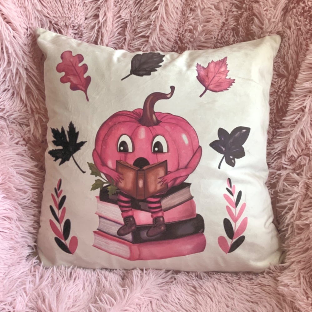 Cosy Reading Pink Pumpkin Cushion Cover