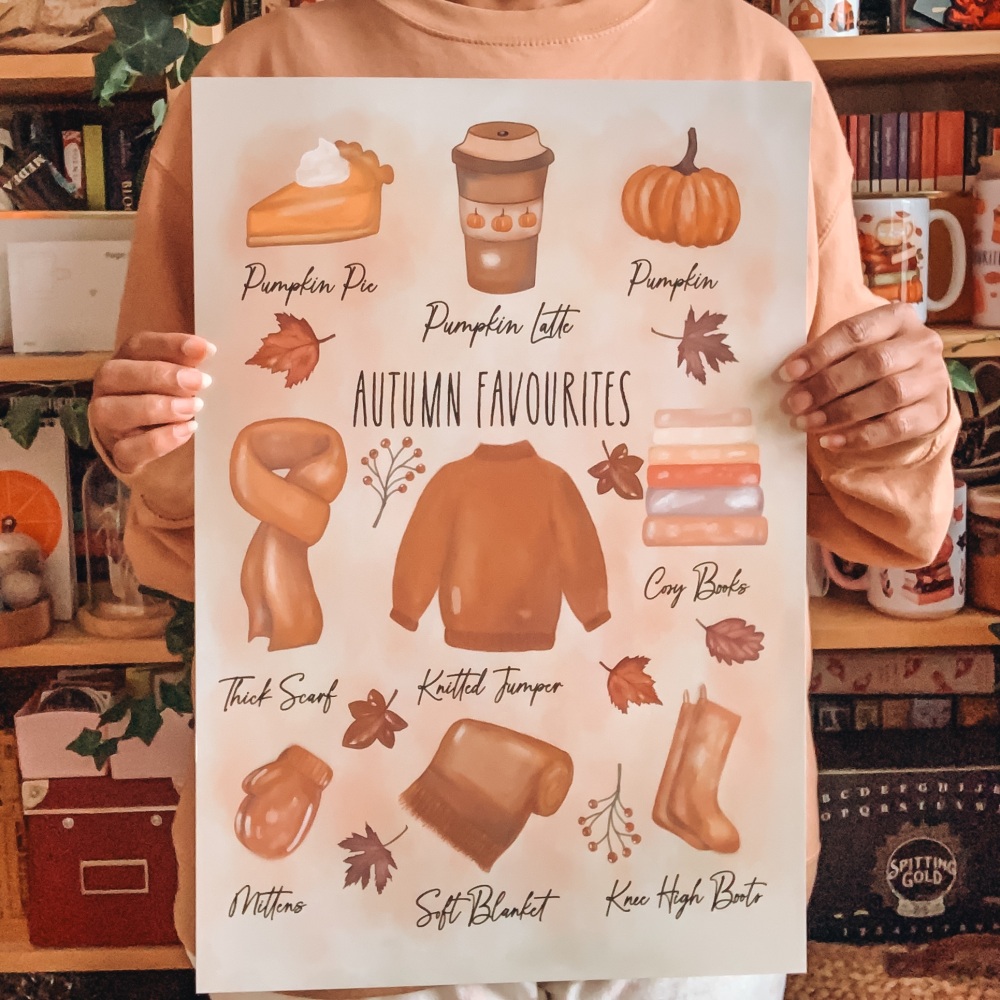Cosy Autumn Favourites Print- UNFRAMED SIZE A3+
