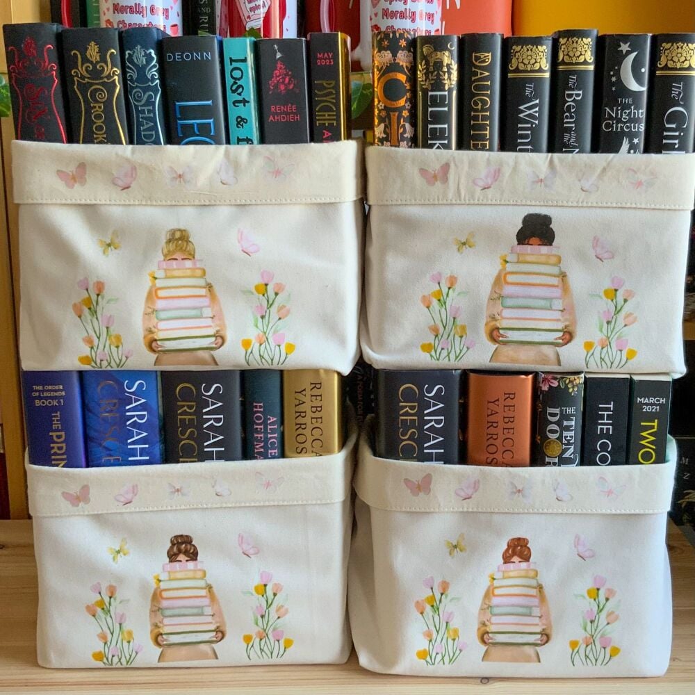 Spring Bookworms Book Basket -  Large - For Hardcovers