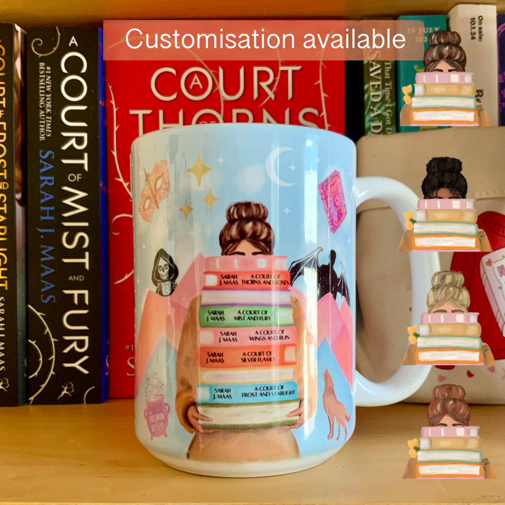 ACOTAR Fantasy Bookworm 15oz Mug - Different hair colours and skin tones